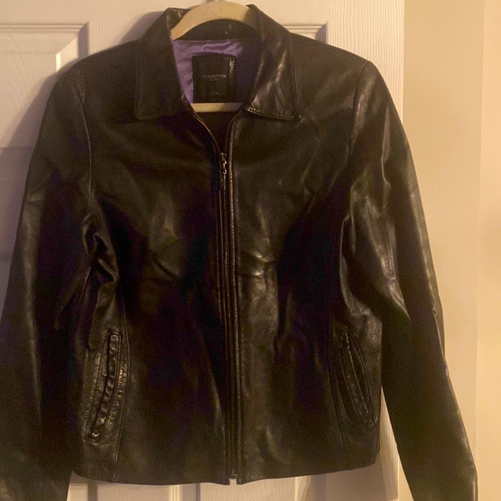 Womens Light Leather Jacket w/ Lavender Silk Lining